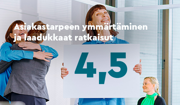 Yritysasiakkaiden mielestä Rastorissa ymmärretään asiakkaan tarpeita ja osataan rakentaa oikeita osaamisen kehittämisen ratkaisuja. kuva 6 Asiakastarpeen ymmärtäminen ja laadukkaat ratkaisut 4,5.jpg